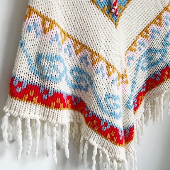 Vintage Colourful Patterned Collared Poncho - One Size - Picture 3 of 7